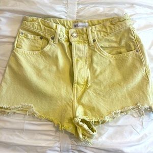 Yellow Zara Jean Shorts